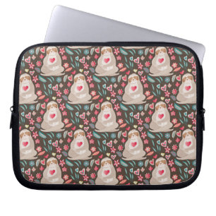 Valentine Sloth Pattern Laptop Sleeve