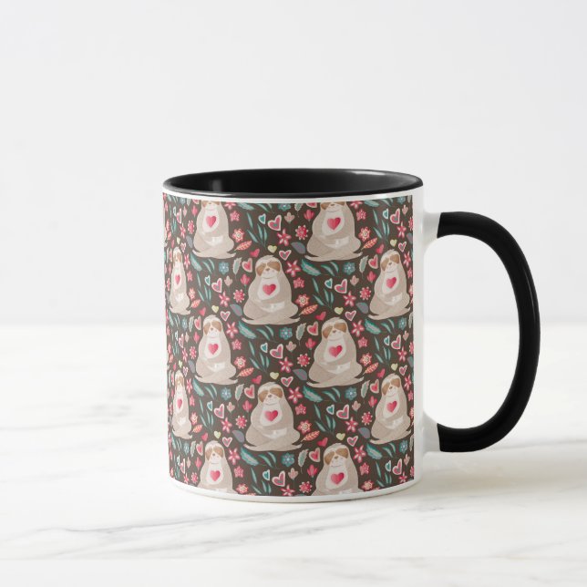 Valentine Sloth Pattern Mug (Right)