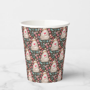 Valentine Sloth Pattern Paper Cups