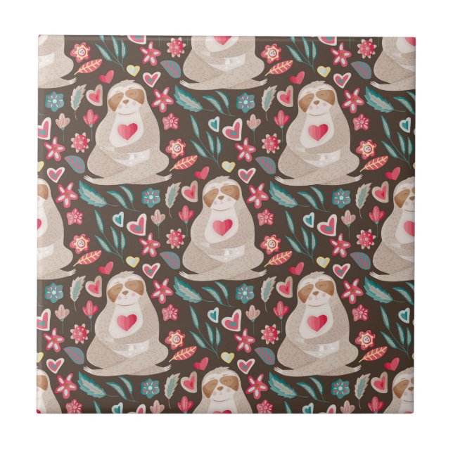 Valentine Sloth Pattern Tile (Front)