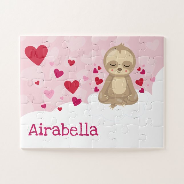 Valentine Sloth Personalised Jigsaw Puzzle (Horizontal)