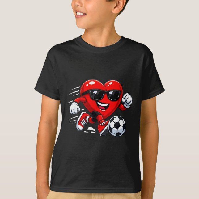 Valentine Soccer Heart Drip Srt Love Valentines Da T-Shirt (Front)