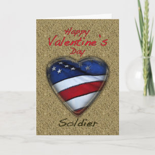Valentine Soldier Sand Patriotic Holiday Card