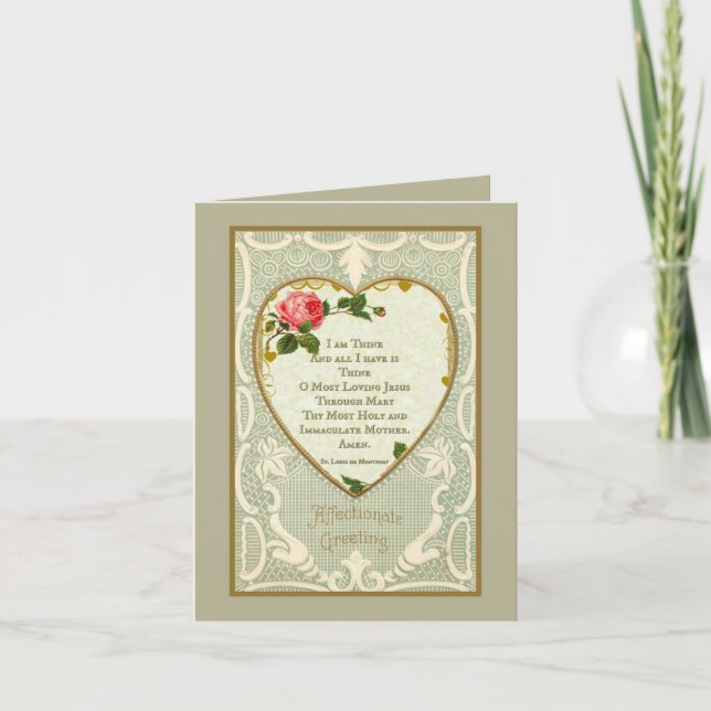 Valentine St. Louis De Montfort Prayer Holiday Card (Front)