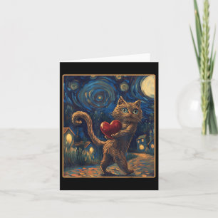 Valentine Starry Night Van Gogh Tee Cat Valentines Card