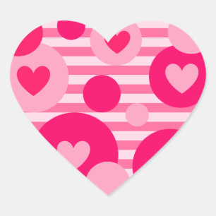 Valentine Stripe Dots Hearts Heart Sticker