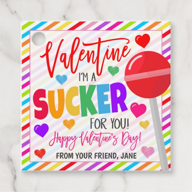 Valentine Sucker Gift Tag (Front)