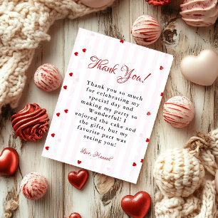 Valentine Sweatheart birthday Thank You card