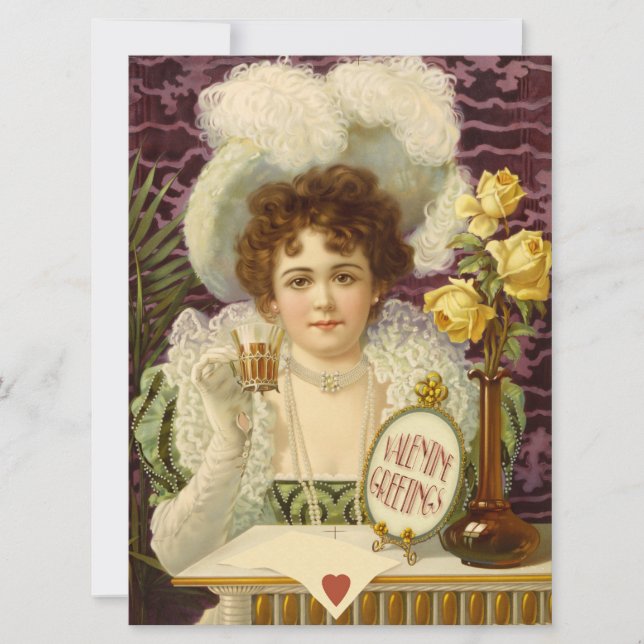 Valentine Sweet woman in fancy clothes CC1202 Holiday Card (Front)