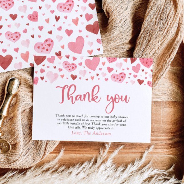Valentine Sweetheart Baby Shower Thank you Card (Creator Uploaded)