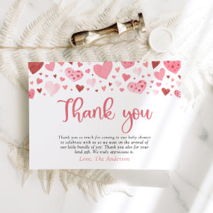 Valentine Sweetheart Baby Shower Thank you Card