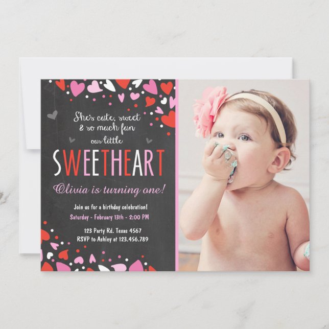 Valentine Sweetheart Birthday Party Invitation (Front)