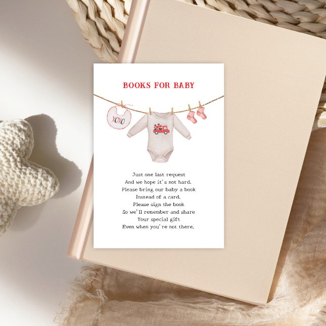 Valentine Sweetheart Boy Baby Shower Book Request Enclosure Card (Creator Uploaded)