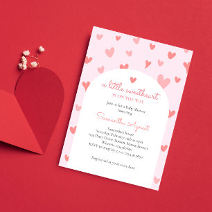Valentine Sweetheart Pink Peach Hearts Baby shower Invitation