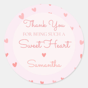 Valentine Sweetheart Pink Peach Hearts Birthday Classic Round Sticker