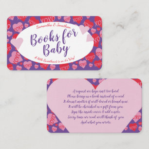 Valentine Sweetheart Pink Red Hearts Books Baby Enclosure Card