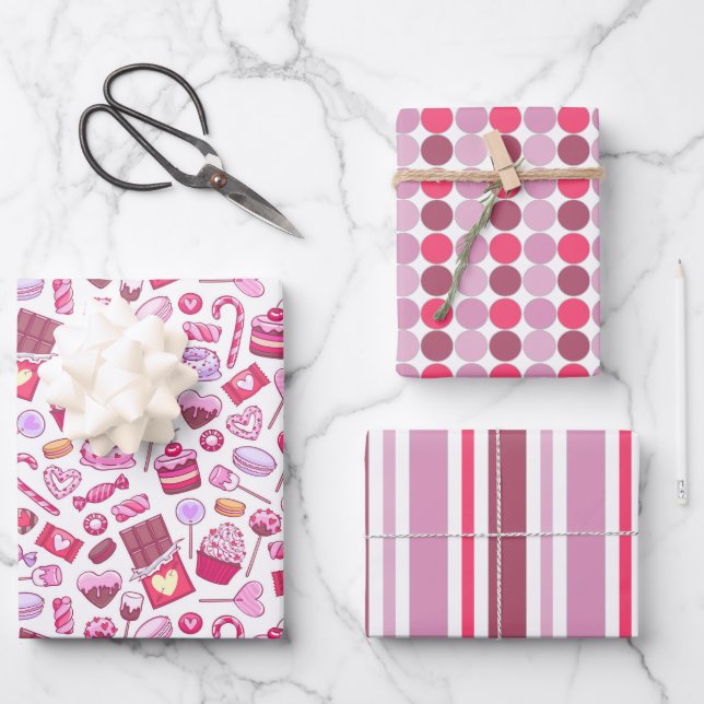 Valentine Sweets Love  Wrapping Paper Sheet (Front)
