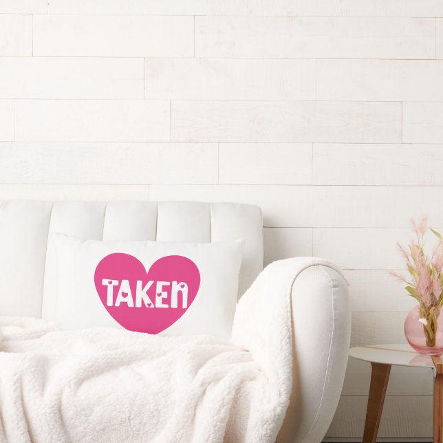 Valentine TAKEN word on Pink Heart Lumbar Cushion (Couch)