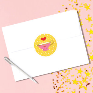 Valentine Tea Party Classic Round Sticker