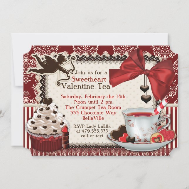 Valentine Tea Party Invitations (Front)