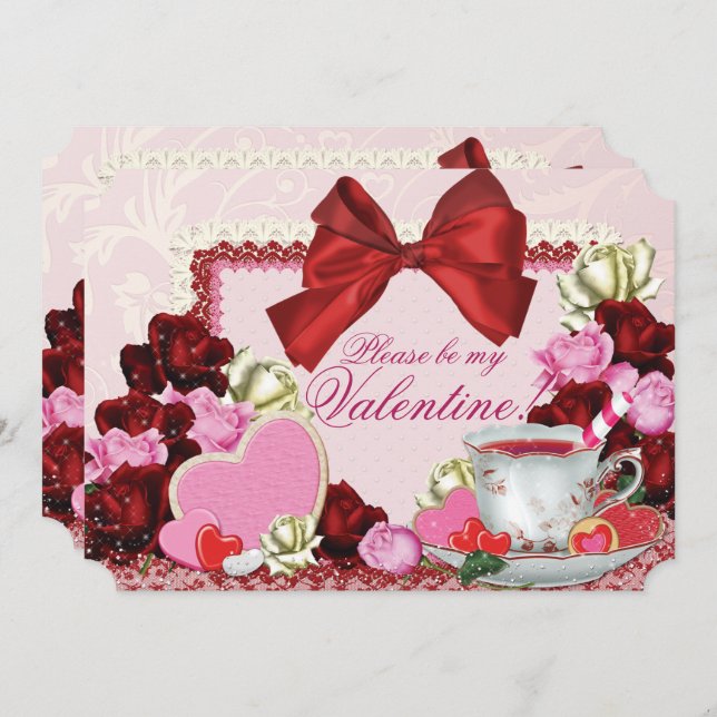 Valentine Tea Party Invitations (Front/Back)