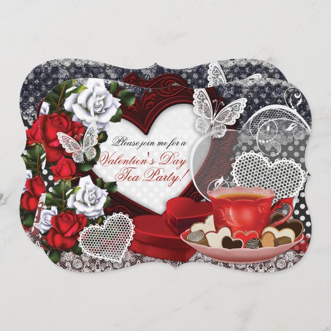 Valentine Tea Party Invitations (Front/Back)