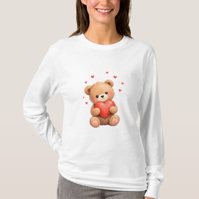 Valentine Teddy bear with heart T-Shirt (Front)