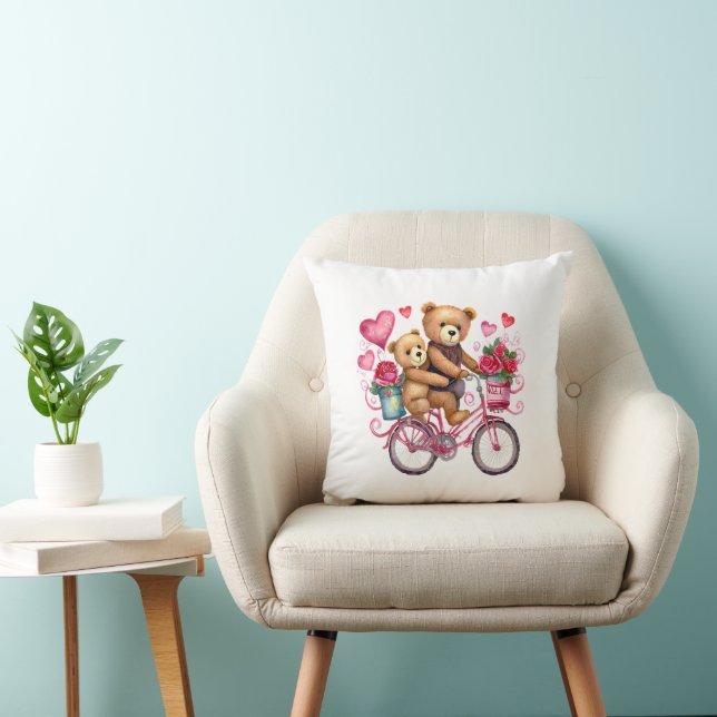 Valentine teddy bears on bicycle cushion (Chair)