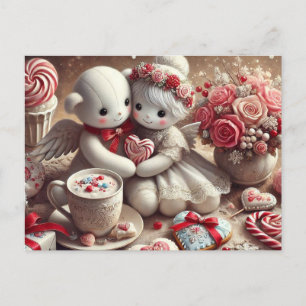 Valentine teddy bears postcard