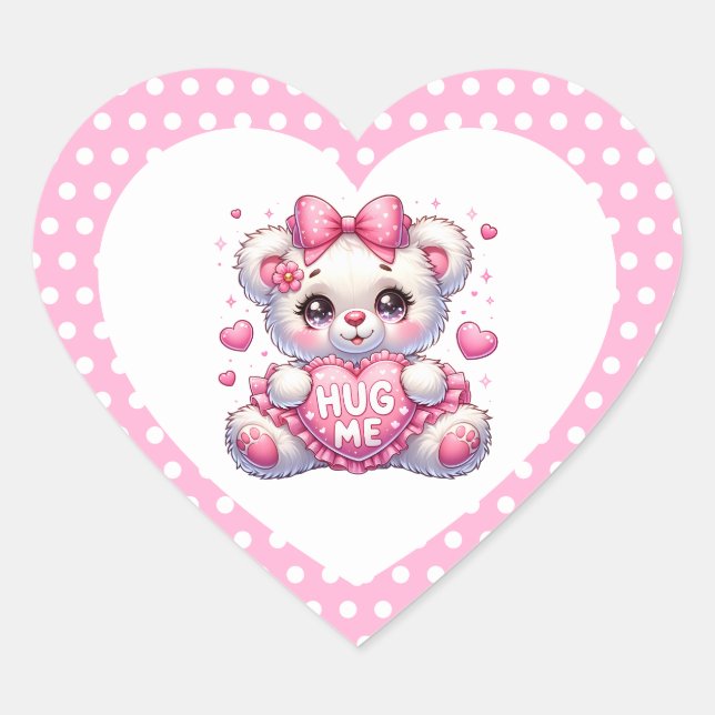 Valentine Teddy Heart Stickers (Front)