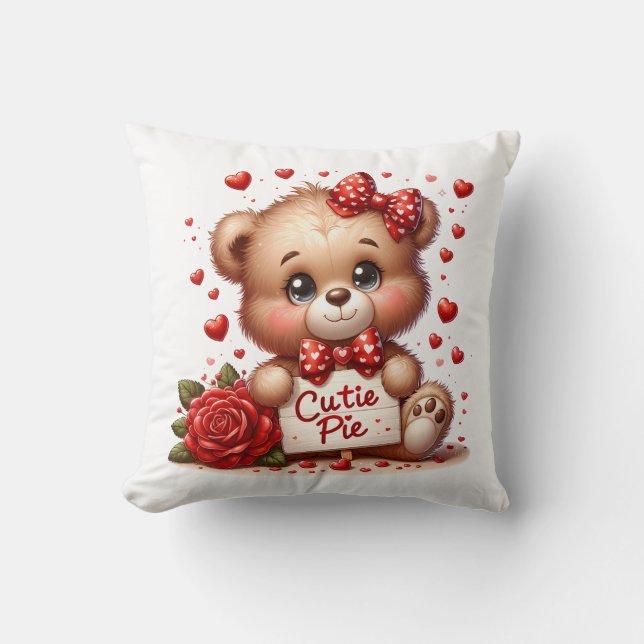 Valentine Teddy Throw Pillow (Front)