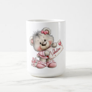 Valentine Teddy with Heart Sign Coffee Mug