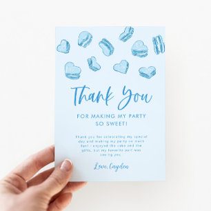Valentine theme Blue Hearts Birthday Party Thank You Card