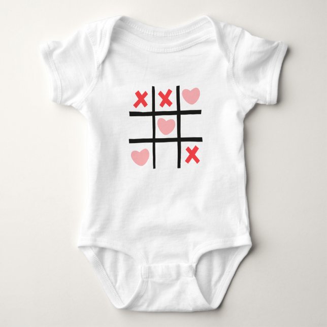 Valentine Tic Tac Toe Baby Bodysuit (Front)