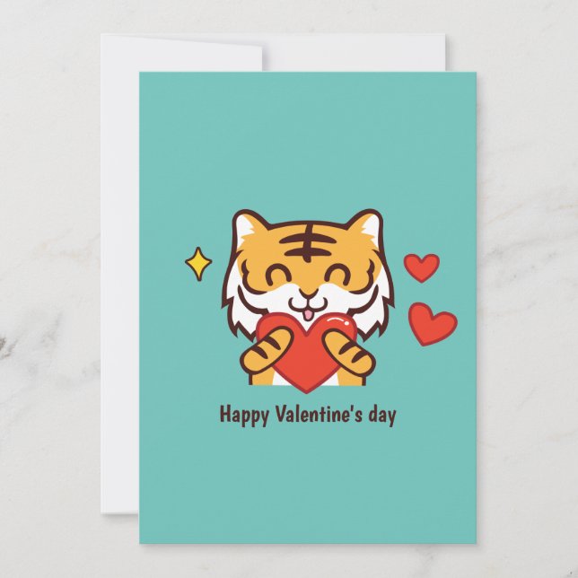 Valentine tiger heart holiday card (Front)