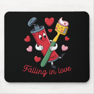 Valentine Toothpaste Love Toothbrushes Falling Inl Mouse Pad