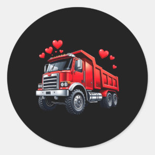 Valentine Truck, Dump With Hearts, Construction Lo Classic Round Sticker