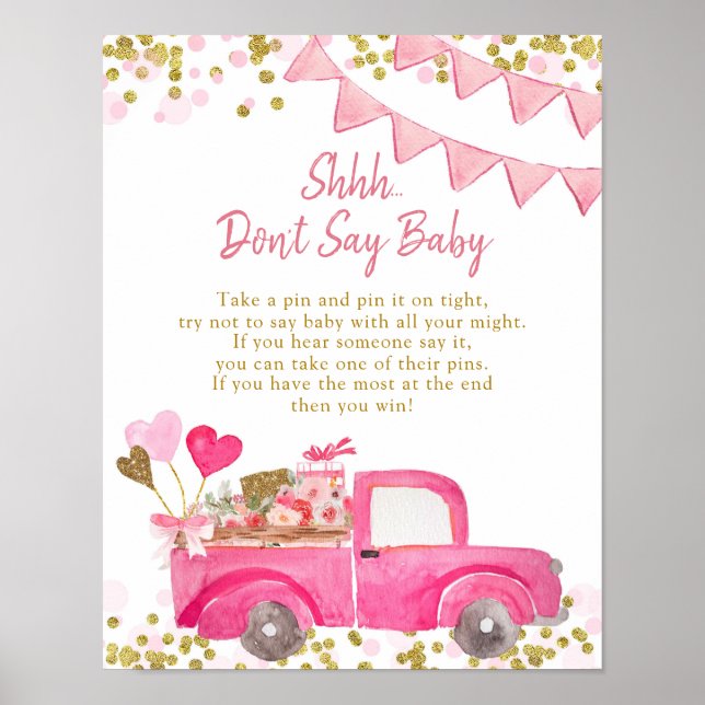 Valentine Truck Sweetheart Don't Say Baby Poster (Front)