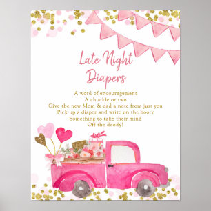 Valentine Truck Sweetheart Late Night Diaper Poster