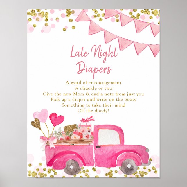 Valentine Truck Sweetheart Late Night Diaper Poster (Front)