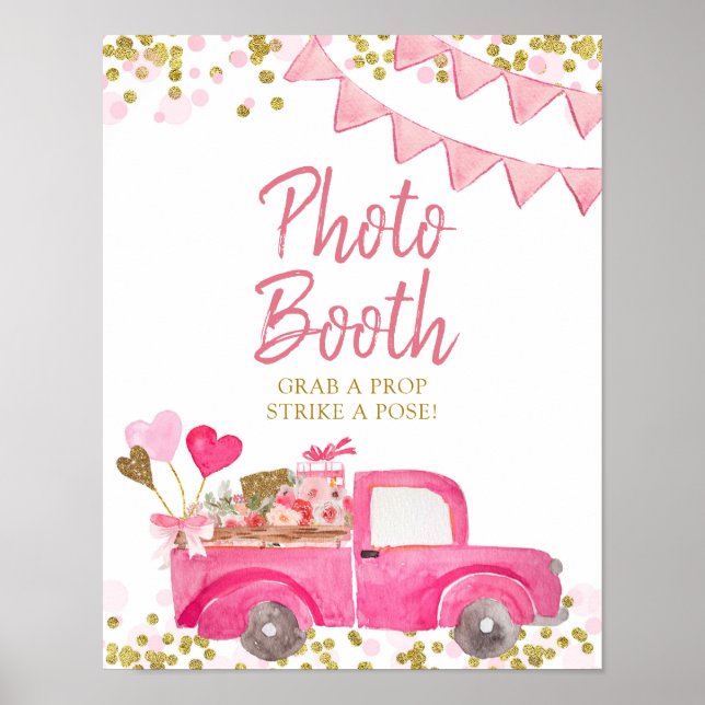Valentine Truck Sweetheart Photo Booth Poster (Front)