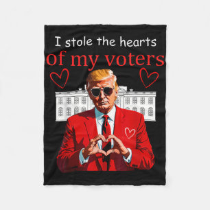Valentine Trump President Hearts Usa America House Fleece Blanket
