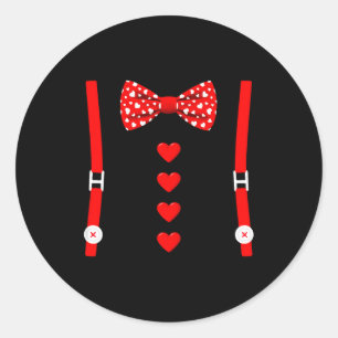 Valentine Tuxedo Heart Outfit Funny Love  Classic Round Sticker
