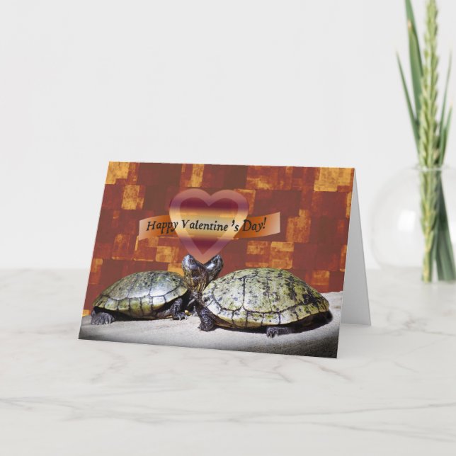 Valentine, Two Turtles, Heart Shape Holiday Card (Front)