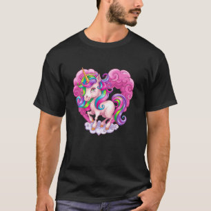 Valentine Unicorn Heart Humour Kids Princess Party T-Shirt