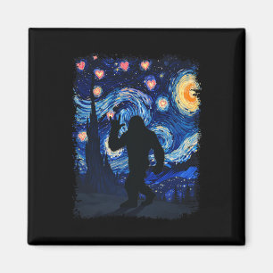 Valentine Van Gogh Starry Night Bigfoot Sasquatch Magnet
