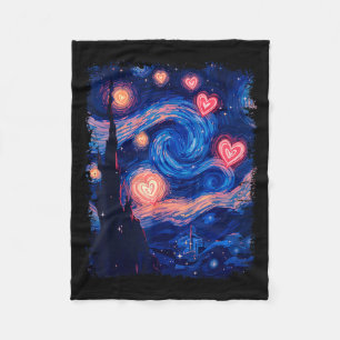 Valentine Van Gogh Starry Night Heart Matching Cou Fleece Blanket