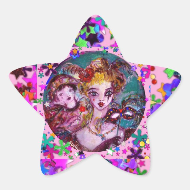 VALENTINE VENETIAN MASQUERADE CONFETTI STAR STICKER (Front)