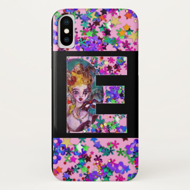 VALENTINE VENETIAN MASQUERADE MONOGRAM E LETTER Case-Mate iPhone CASE (Back)