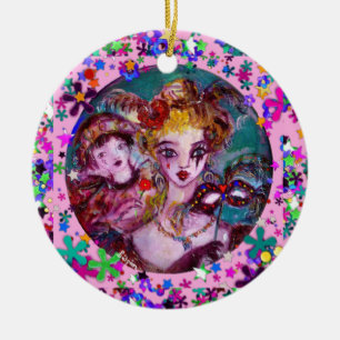 VALENTINE VENETIAN MASQUERADE MONOGRAM H LETTER CERAMIC TREE DECORATION